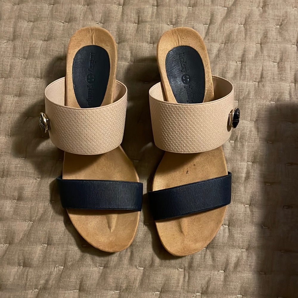 Lindsay Phillips wedge shoes, size 8 US women, only worn once inside